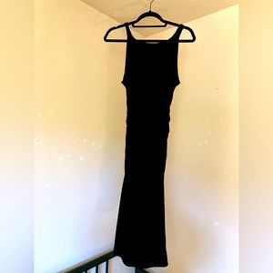 Black, midi, ribbed, high-neck Treasure and Bond dress